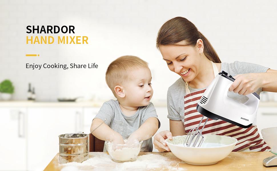 SHARDOR Electric Hand Mixer, 6-Speed and Turbo Handheld Mixer, 5 Stainless Steel Attachments, Electric Whisk for Kitchen Baking, Snap-On Storage Case Appliances Home SHARDOR Electric Hand Mixer, 6-Speed and Turbo Handheld Mixer, 5 Stainless Steel Attachments, Electric Whisk for Kitchen Baking, Snap-On Storage Case Appliances Home
