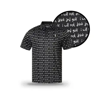 Black Repeat Offender Polo I Will Not Drink and Golf Menswear Chalkboard Inspired Colorway Sarcastic Golfers Style