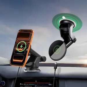Magnetic Wireless Car Charger, 2 in 1 Fast Charging Magnetic Car Charger Mount Phone Holder for iPhone 17 16 15 14 13 12 Pro Max/Plus/Mini summerwins