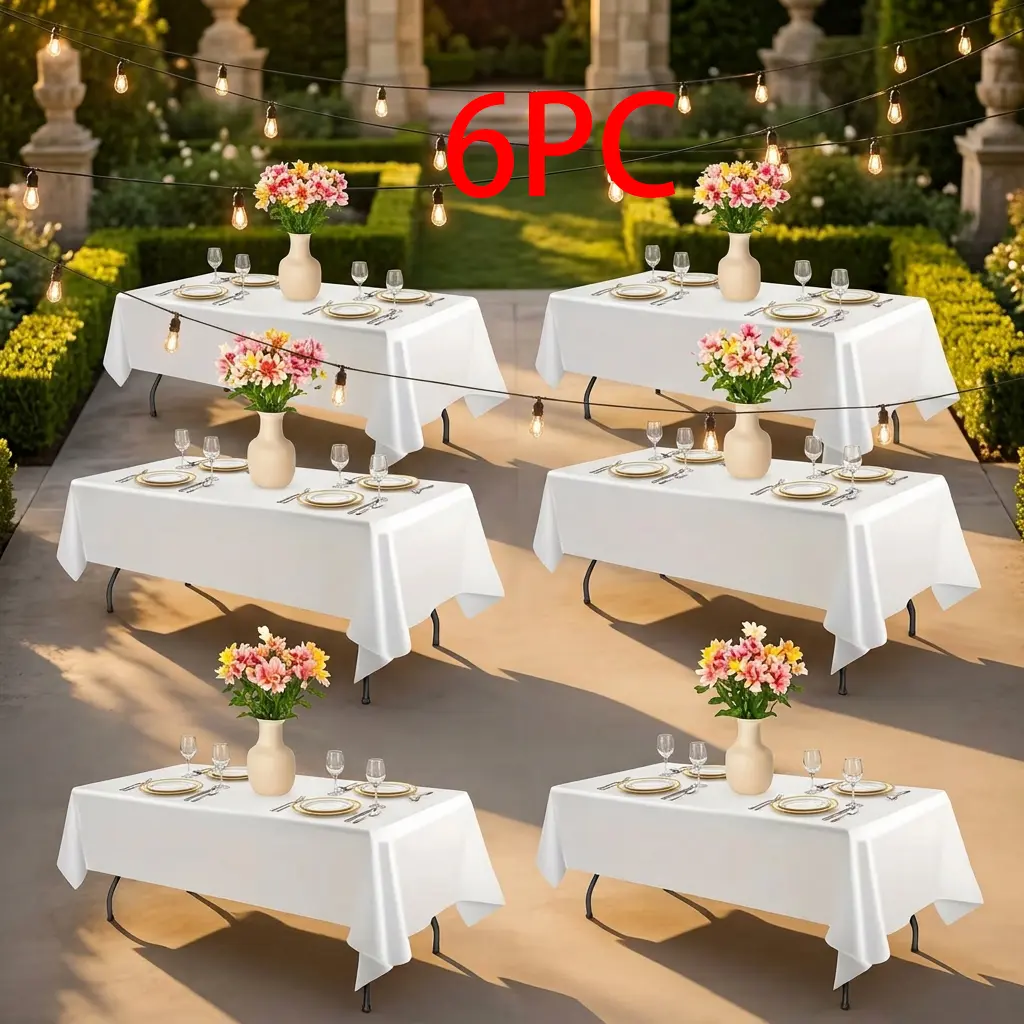 6-Pack Anti-Wrinkle Plastic Table Covering, 60x102" Tablecloth for 6-8ft Tables, Sports & Outdoor Fitness Use