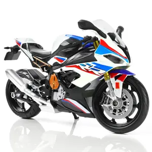 1/12 Scale S1000RR Style Superbike Die-Cast Model – Alloy Metal Racing Motorcycle with Rotating Front Wheel and Poseable Kickstand, No Assembly Collectible Moto Display Gift for Adults White