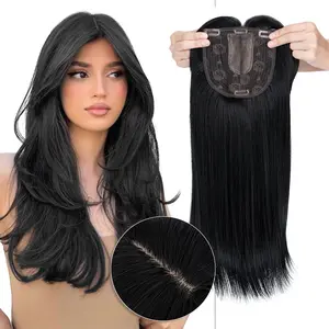 SEGOHAIR Hair Toppers for Women with Bangs 18 Inch Topper Synthetic Invisible Clips in Hair Pieces 175g extensions