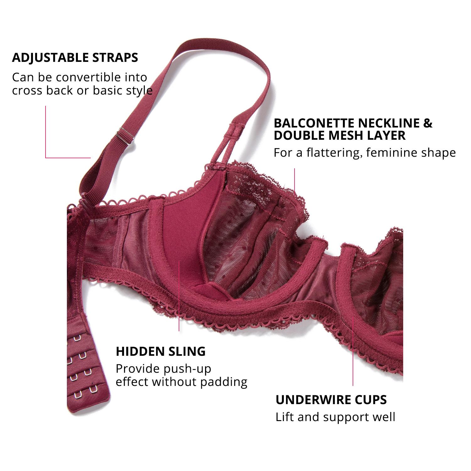Sexy Lace Bra Underwire Balconette Unlined Demi Sheer Plus Size No Padded
