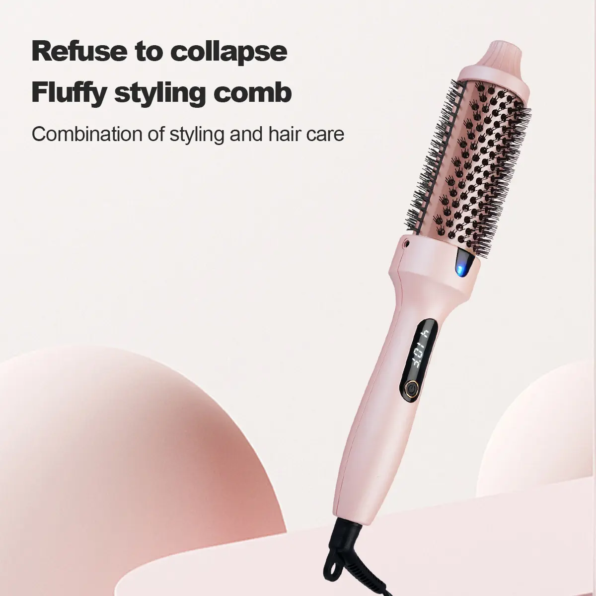 Blowout Boost Ionic Thermal Straightener Brush, 1.5in with LED Display, Adjustable 300℉-420℉ Temp for Different Hair Types, 120-240V Universal Voltage, Beauty Products for Smooth Silky Straight Hair, Thermal Brush, Blowout Hair