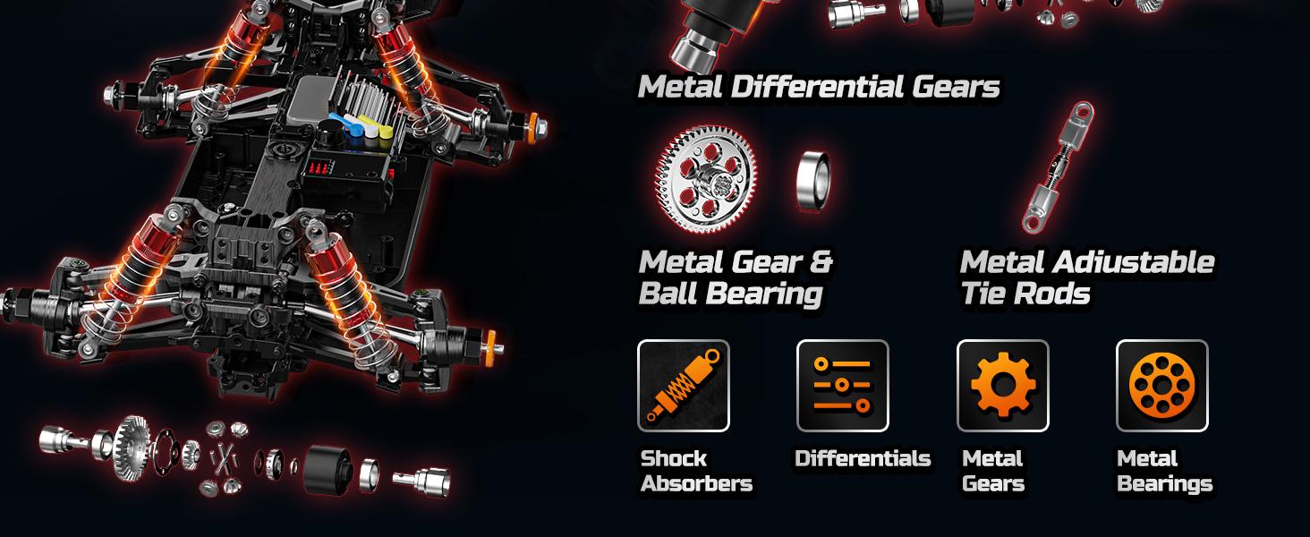 DEERC H16R Brushless Fast RC Car 1:16 52KM/H High Speed 4X4 All Terrain Monster Truck Off-Road Electric Vehicle 2 Li-ion Batteries Remote Control Hobby Gift