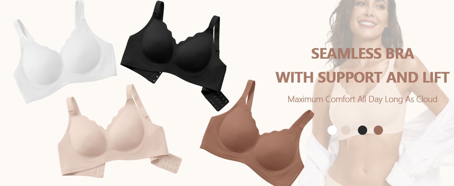 OEAK Women Jelly Bras Seamless No Underwire Scalloped  Bras Soft Wireless Comfort Bralettes Full Coverage Everyday Bra Womenswear Adjustable