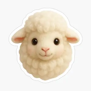 Cute Sheep Head Doll Sticker