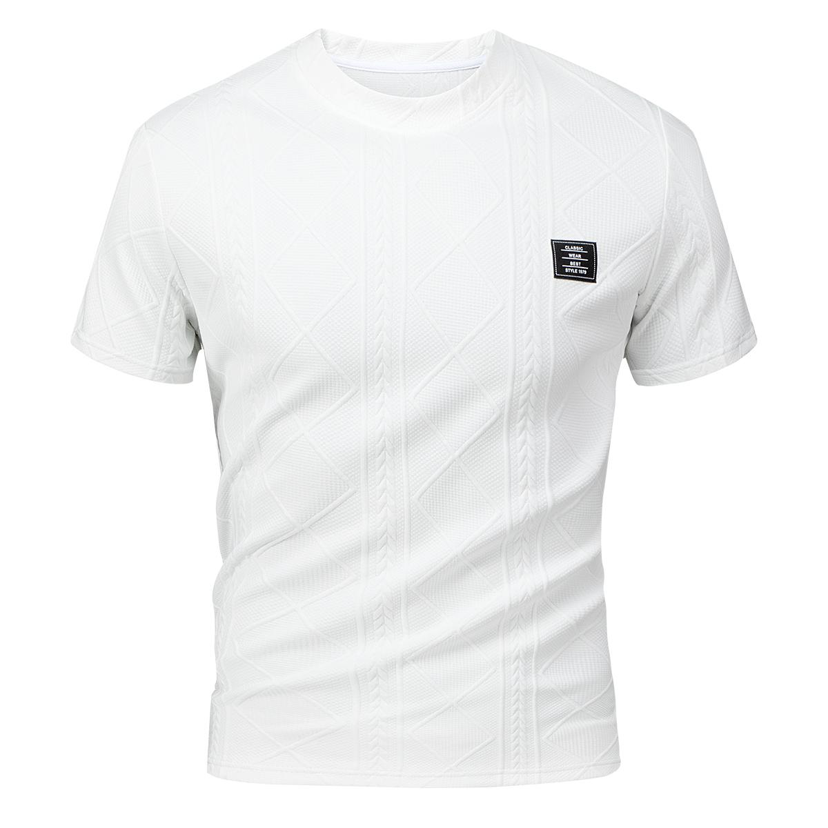 Company relocation clearance sale & discounts — men’s casual set, includes solid-color short sleeves and shorts, two-piece set. Wheat-and-diamond pattern, overall stretch, knit construction, fashionable, comfortable, soft—men’s loungewear