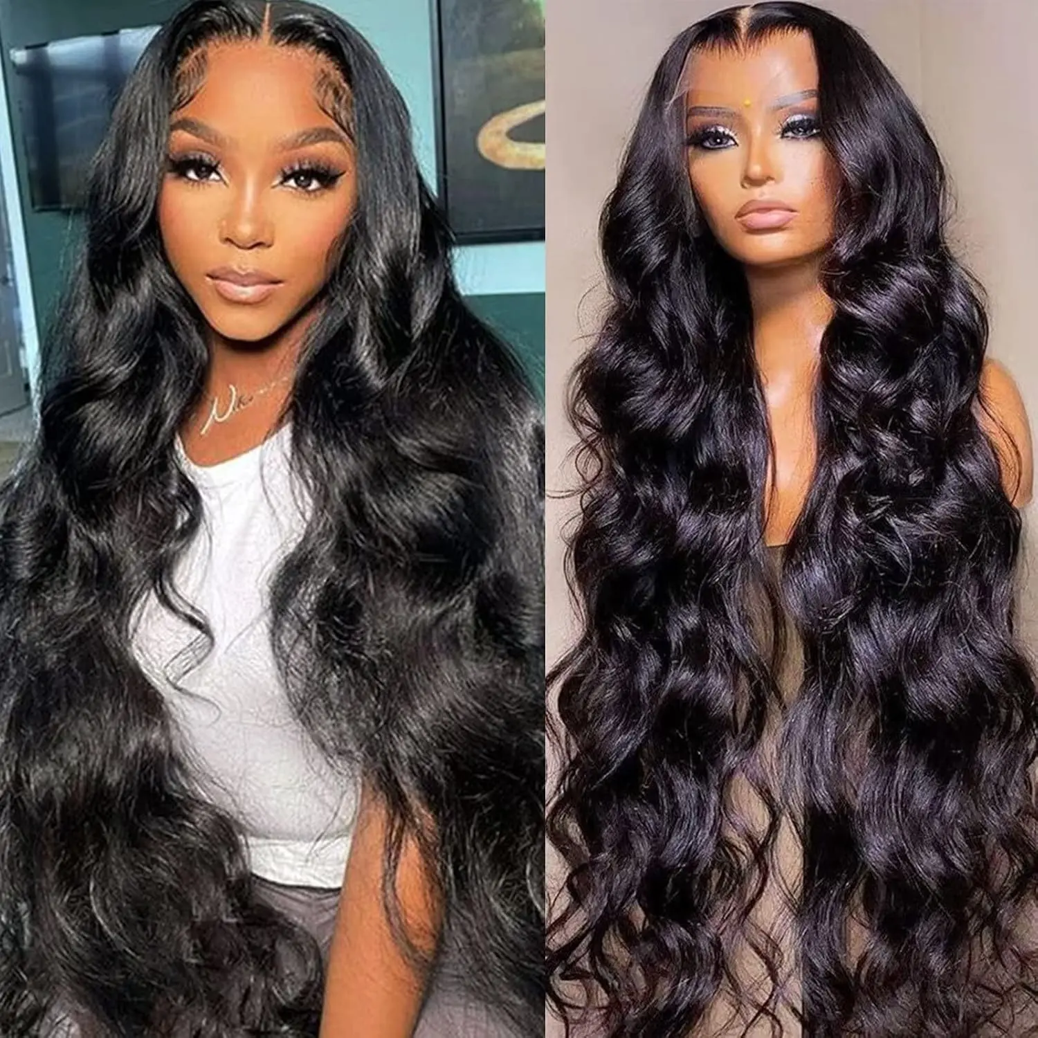 14~36inch Body Wave 13x6 Lace Frontal Human Wig Hair 13x4 HD Lace Front Wigs with Baby Hair Frontal Wigs for Women Natural Black Human Hair Wig