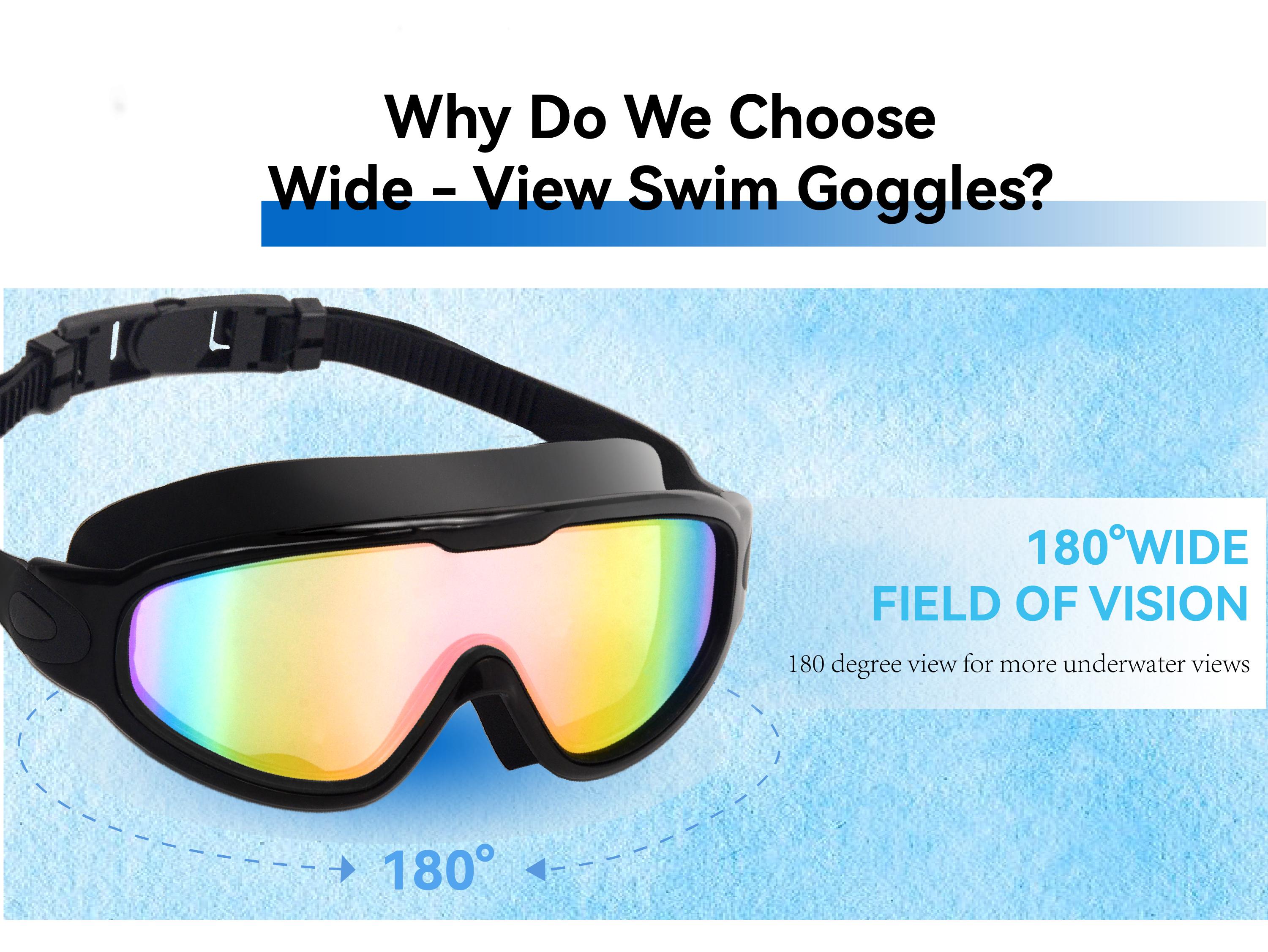 GOECI 2 Pack - Swim Goggles for Adults & Kids - Anti-Fog Full-Coverage, 3-Color UV Lens, Waterproof Earplugs & Nose Clip, Fit Outdoorfun