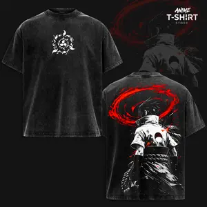 Sasuke Uchiha - NRT T-Shirt, Vintage Washed Graphic Tee, Sharingan & Rinnegan Design, Anime Cotton Shirt, Unisex Sasuke Uchiha Fan Gift, Limited Edition, Custom Print