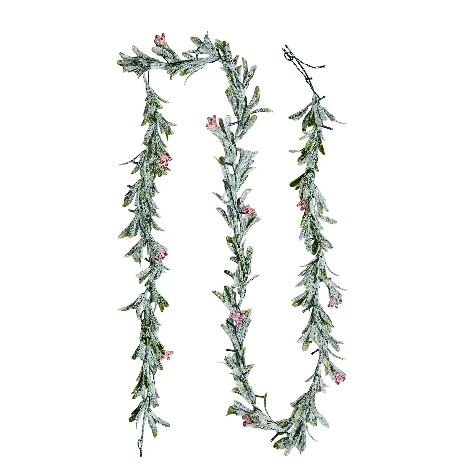 VEVOR 9-FT Waterproof PE Fabric Xmas Garland, Long Strand Realistic Greenery Decor with Vines, Olive Leaves, Berries, Corrosion Resistant Dry Battery-Powered LED Light String for Mantel, Indoor Holiday Decor#BackToSchool