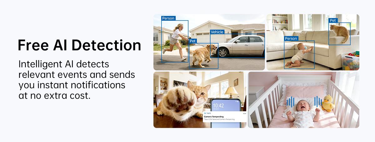 TP-Link & Tapo C216/C246D/C260 Pan/Tilt Indoor/Outdoor Security Camera,Single/Dual Lenses,2K 3MP/4K 8MP,AI-Powered Detection,No Subscription,Motion Tracking,Color Night Vision,360° Pan/Tilt, Works w/Alexa & Google