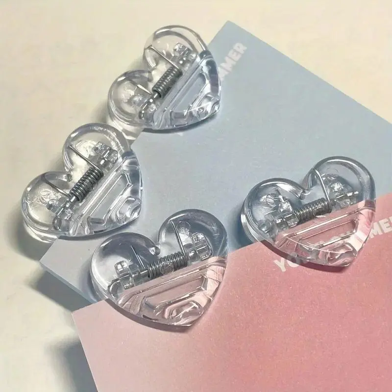 4pcs Heart-shaped memo clip, multi-functional paper clip, Paperclips, Multifunctional Stationery, suitable for office, school and home use.