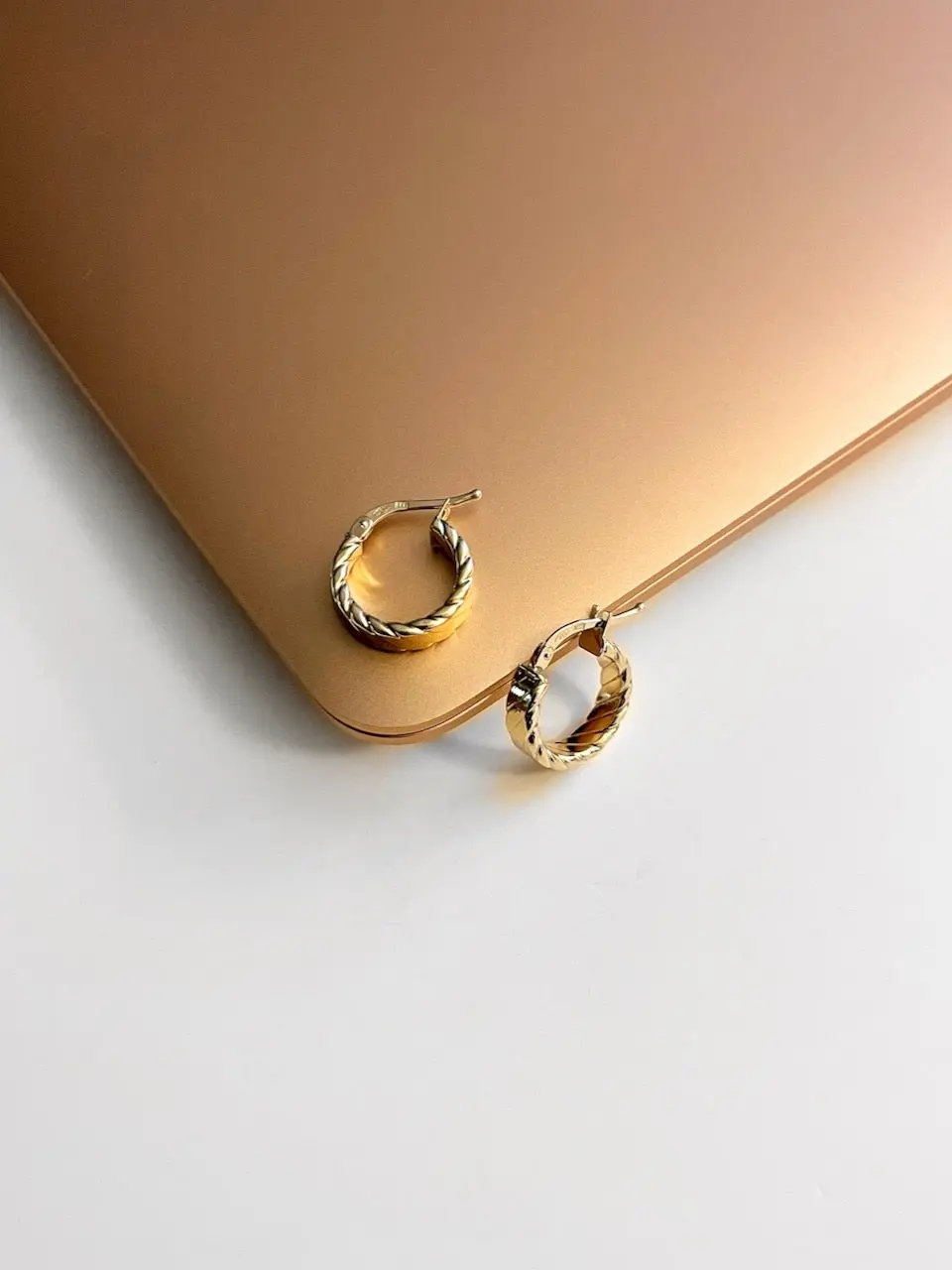 14K Gold Solid Braided Hoop Earrings
