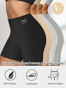 QUASTI 4pcs Women's High Waist Shapewear Shorts - Tummy Control &Butt Lifting, Comfort Fit, Elegant Solid Color Design Women swear Compression