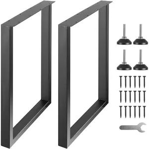 VEVOR 28 Inch Adjustable Furniture Legs,  Square Reinforced Steel Office Table legs Set of 2 for DIY, Max Load 1000 lbs Heavy Duty Desk Legs, Quick Instalation & Rich Accessories Legs Black
