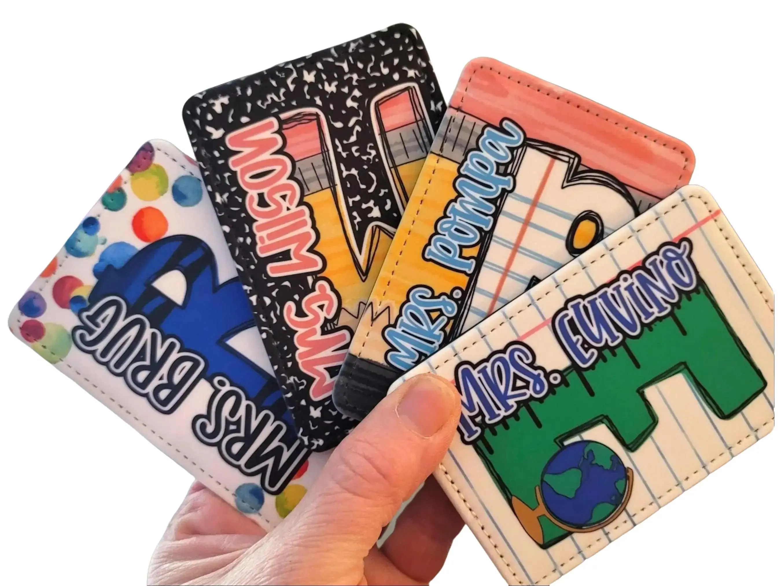 Vertical PU Leather ID Badge Holder - Durable Compact Badge Storage Case, Whimsical Pencil-Notebook Motifs, Pastel Color, Enhanced Card Visibility, Ideal for Teachers, Office Accessories, id badge, badge buddie