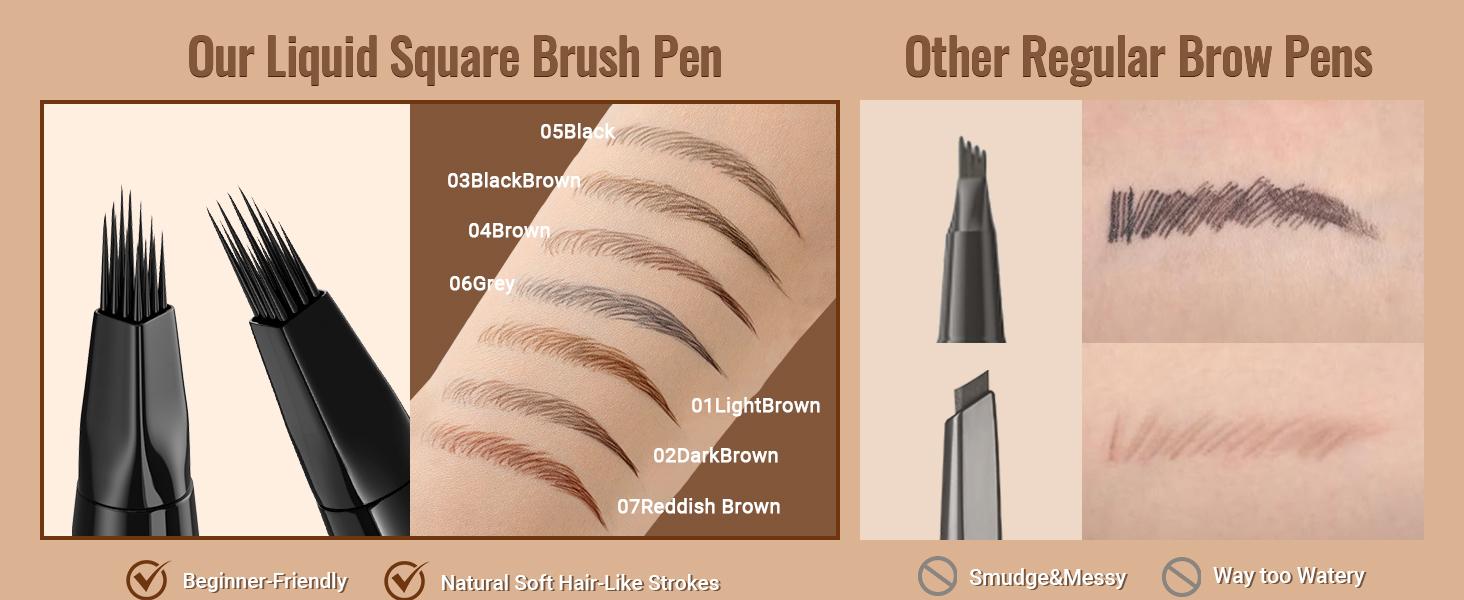 iMethod Original 4D Brush Tip Waterproof Microblading Eyebrow Pen, 2-in-1 Dual-Ended, Natural Hair-Like Strokes, Long-Lasting