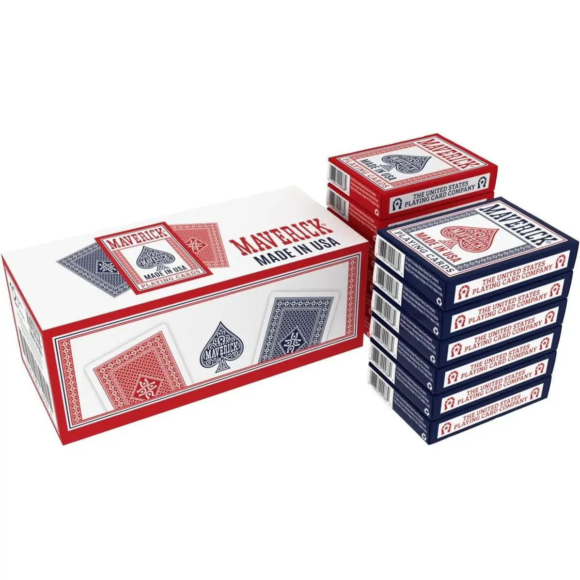 Maverick Card Set Brick - 12 Decks, Red & Blue, Standard Index, Made in USA, Card Games for Game Night, Suitable for 12 Years Above, Ideal for Players & Clubs