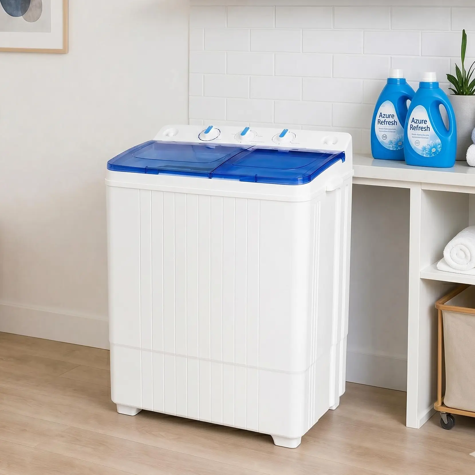 INTERGREAT Portable Twin Tub Washer & Dryer Combo, 28lbs Compact Washing Machine for Apartments, Dorms, RV & Camping, Semi-automatic Laundry Machine