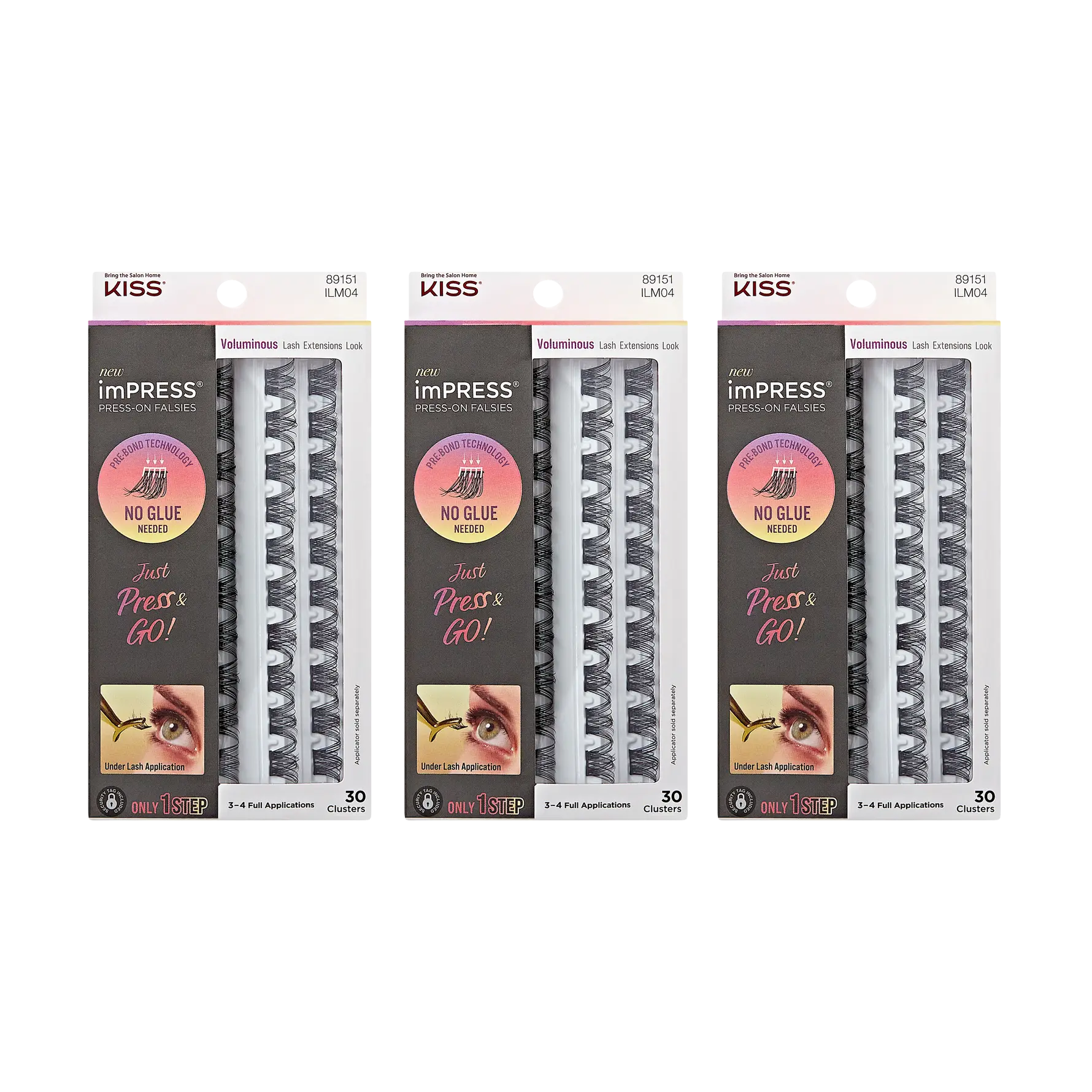 imPRESS Press-On Falsies 3-Pack Voluminous Clusters Bundle
