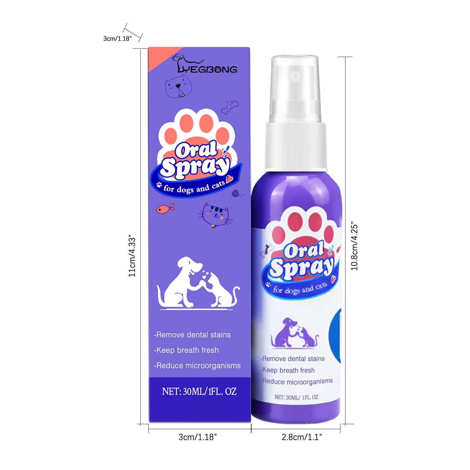 Cat and Dog Tooth Cleaning Spray - Removes Stains and Freshens Breath for Pet Oral Carelitter pellets, spray, litter tray, litter box, removal