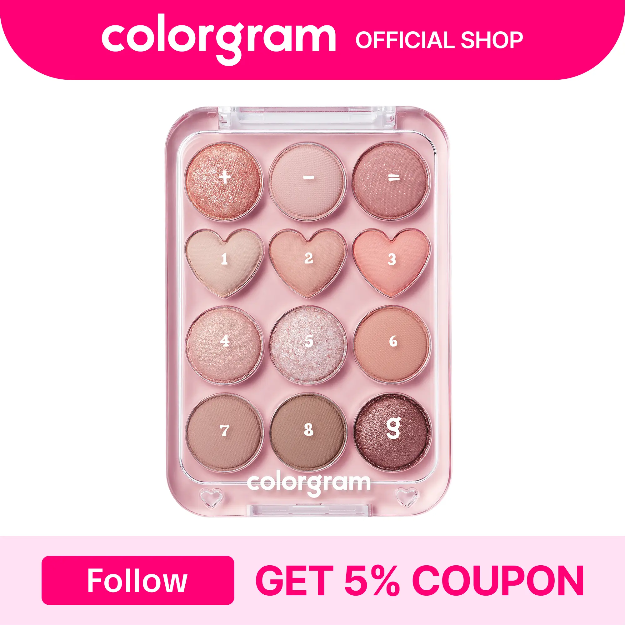 Colorgram Pin Point Eyeshadow Palette – 12 matte & glitter shades for daily k-drama inspired eye makeup I summervibes