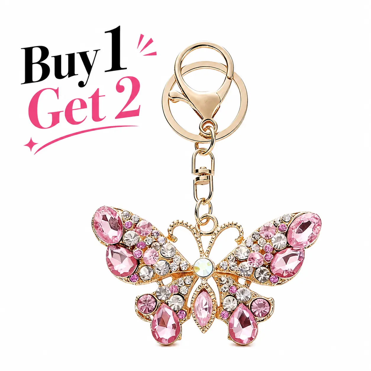 Buy 1 Get 1 Free! 2026 New Sparkly Butterfly Keychain - Cute Clip-On Key Holder, Women's Purse Accessory with Multiple Styles, Graduation & Mom Gifts