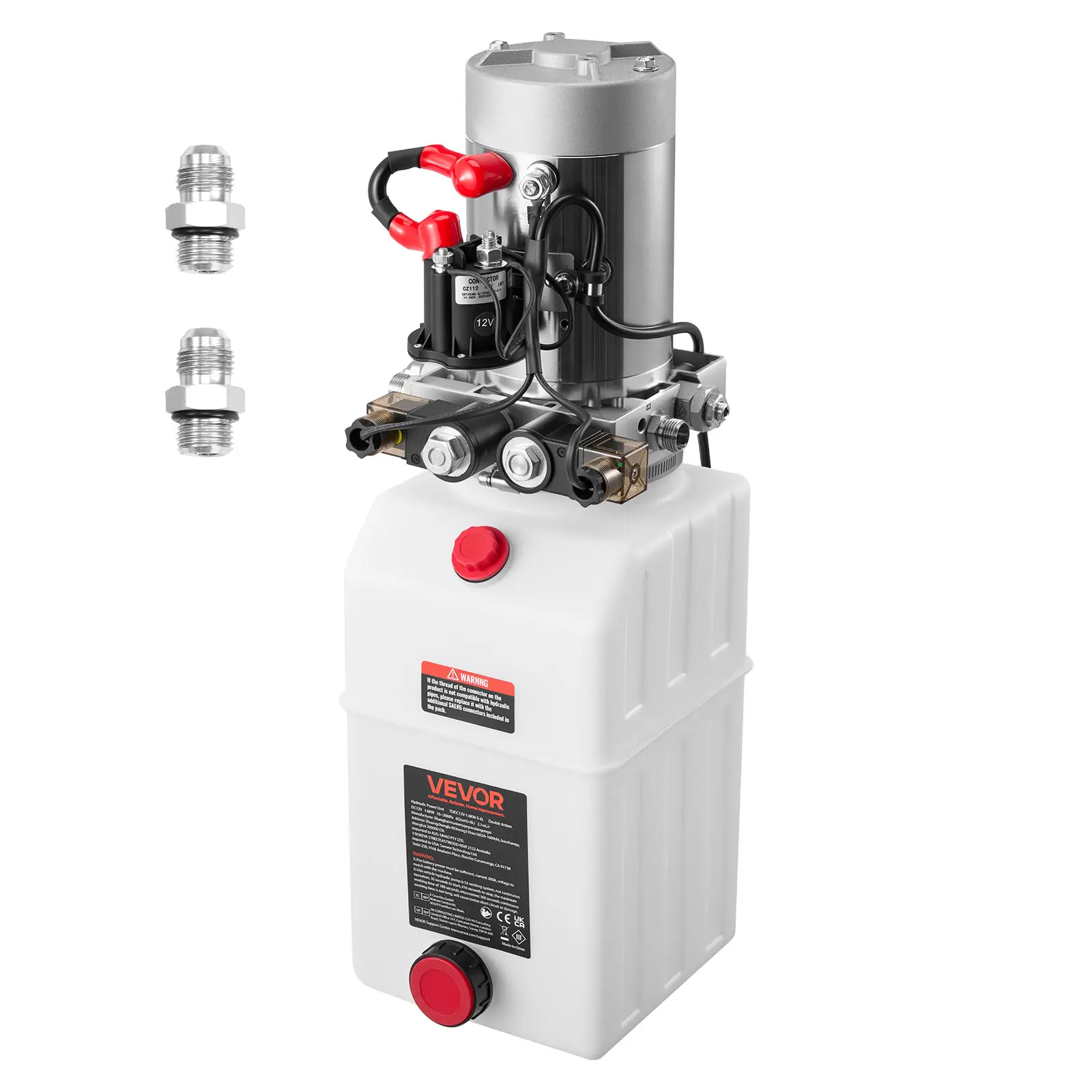 【summerfinds】VEVOR 6 Quart Hydraulic Power Unit, Double Acting Dump Trailer Pump, 3200 PSI Max Relief Pressure & 0.91 GPM Flow Rate, DC 12V Hydraulic Pump with Metal Reservoir for Dump Trailer Car Lifting