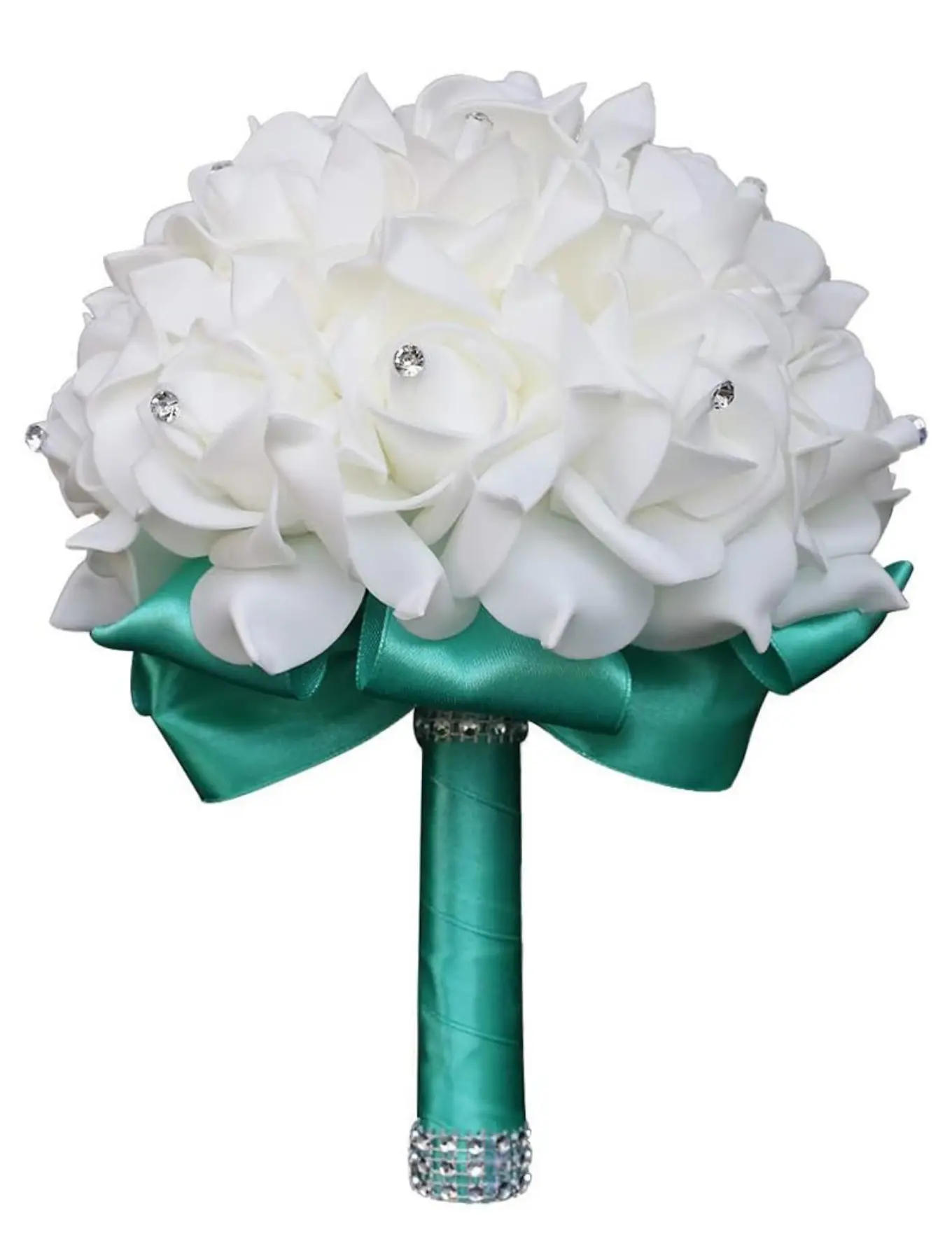 Elegant bridal wedding bouquet-various colors-with rhinestone handle-artificial simulation bouquet-suitable for bridesmaids, flower throwing, wedding parties, church decorations and photo props, engagement Valentine's Day