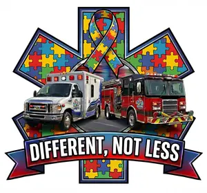 Different Not Less Autism Support EMS Star Window or Helmet Decal 2" to 23" Tall Regular or Reflective Vinyl UV Protected