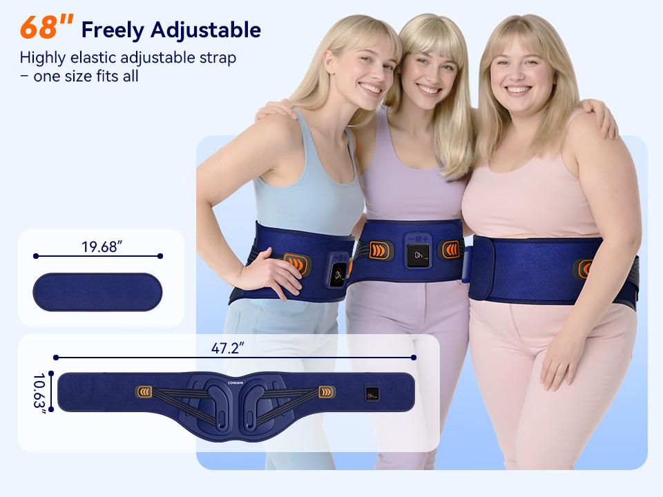 CONLWIN 68" Cordless Heating Pad  with 5 Heat & 6 Vibration, Lower Back Massager with 4D Butterfly Support, Portable Heating Pad Gift for Women Men Mom Dad, FSA Eligible HSA