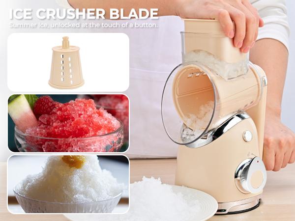 SUSTEAS Rotary Cheese Grater with 5 Replaceable Blades, 18/10 Stainless Steel, BPA Free, Easy to Clean & Disassemble, Beige Kitchen Vegetable Slicer Kitchen Gadgets Utensils