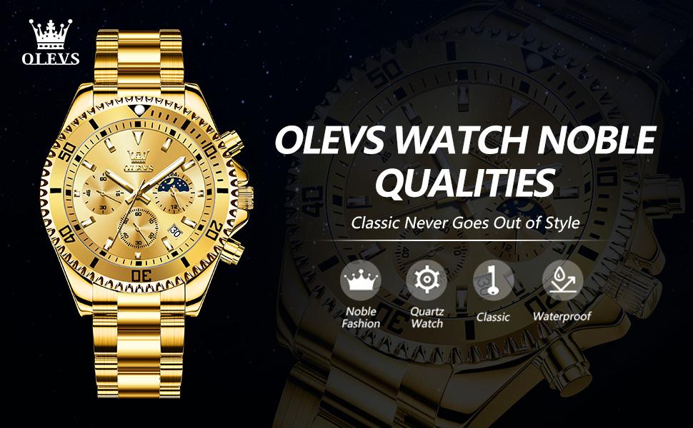 OLEVS Mens Diamond Business Dress Analog Quartz Stainless Steel Waterproof Luminous Date Two Color Luxury Casual Watch