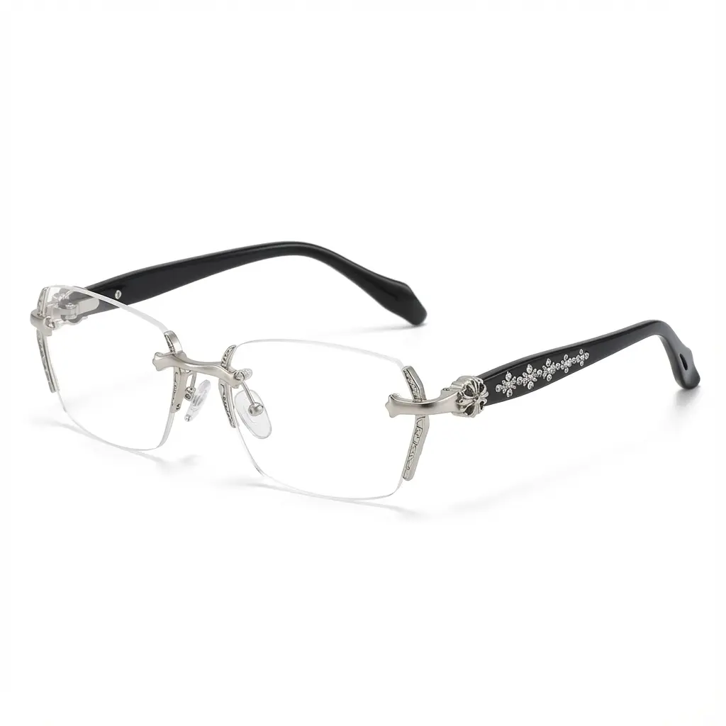 ZENOTTIC Rimless HD Blue Light Blocking Glasses - Diamond-Cut Edge Detail, Lightweight Metal Frame, Modern Rectangular Clear Lenses for Computer & Daily Wear - Unisex summerwins,summer outifit,travel essentials