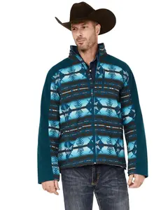 Powder River Outfitters Men's Men'S Southwestern Print Softshell Jacket - Prmo92rzy6-Teal