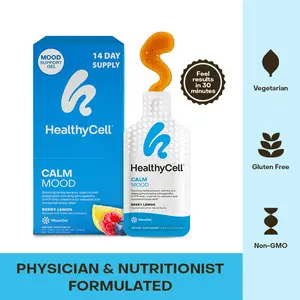 HealthyCell Calm Mood– Berry Lemon -  MicroGel Technology for Enhanced Absorption - HealthCare Supplement, Soy Free, Non-GMO, Gluten-Free - Help with Stress Relief, Relaxation & Balanced Mood