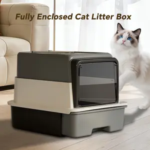 Top Entry Cat Litter Box with Drawer & Odor Control Fully Enclosed Design Charcoal Filter Easy Cleaning for Multi-Cat Households
