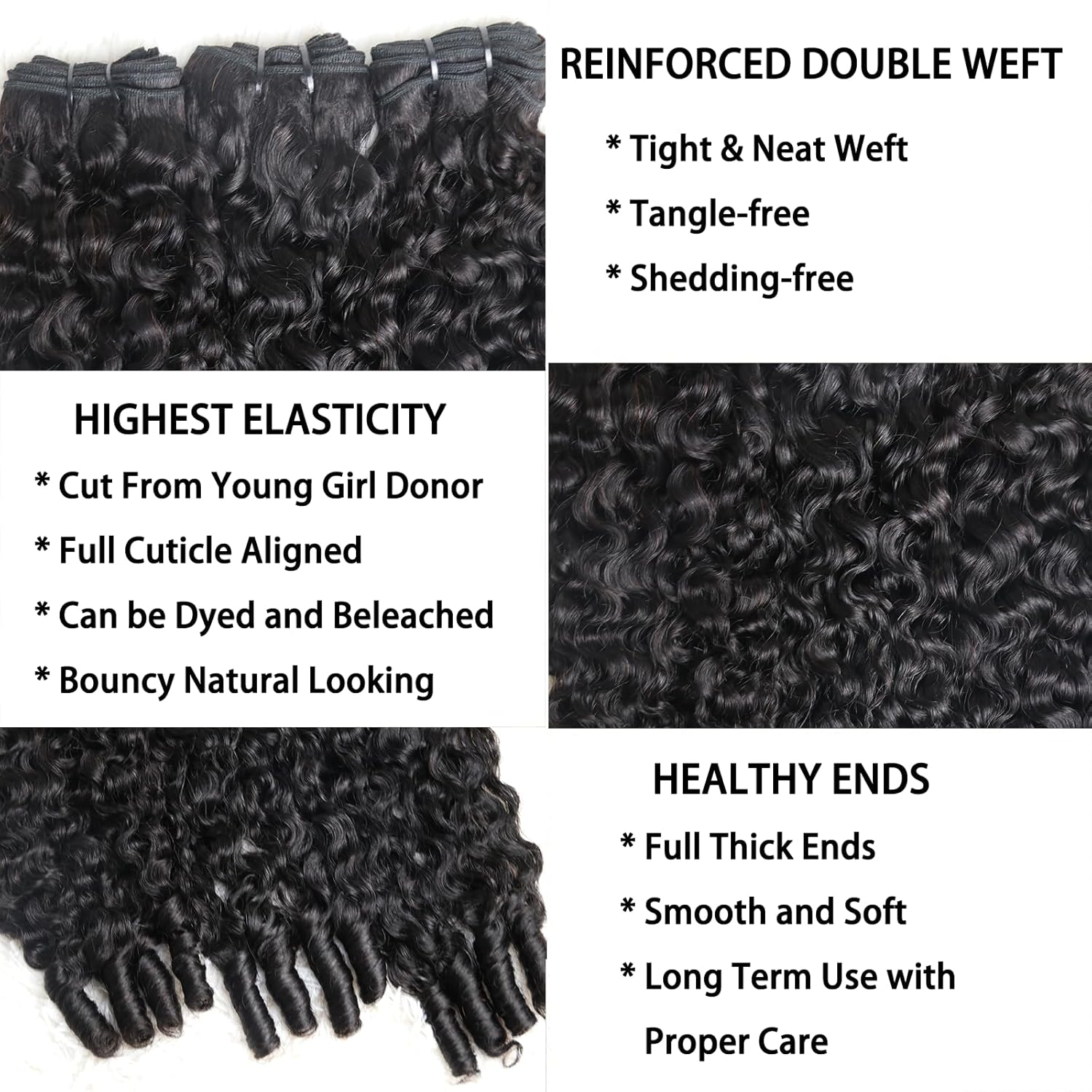 Burmese Curly Bundles Human Hair 3 Bundles Wet and Wavy Hair Bundle Quick Weave for Women Water Wave with Spiral Curly End Hair Extensions Natural Black