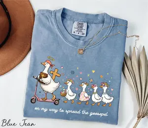 Comfort Colors On My Way To Spread The Goosepel TShirt, Christian Goose T-Shirt, Church Group Tee, Funny Christian T-Shirt, Faith Based Tee