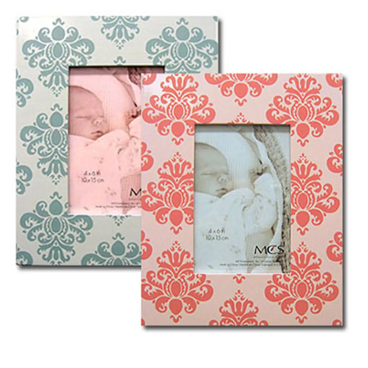 MCS Baby Damask Medium-Density Fibreboard Picture Frame, for 4x6 Photo, Blue
