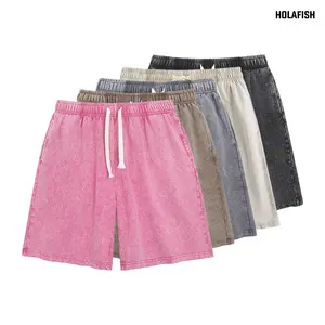 Holafish 1PC Retro Acid Wash Basic Unisex Tee & Shorts Cotton,7" Inseam Shorts Breathable Casual Summer Outfit for Men & Women,Comfortable for All Genders,Loose Fit Unisex Tshirt Shorts Short Sleeve Casual Streetwear Basic Tops Crewneck