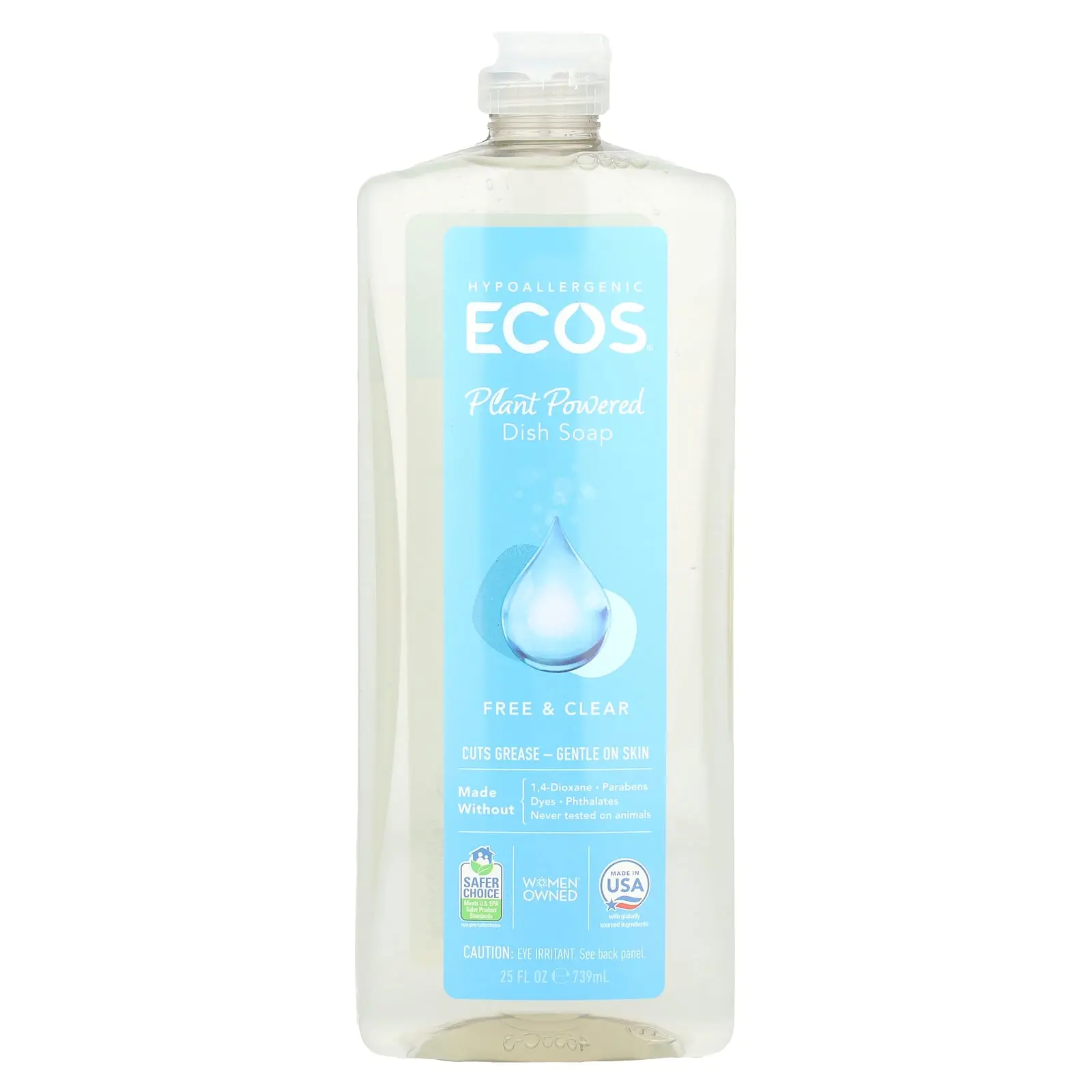 Ecos®, Plant Powered Dish Soap, Free & Clear, 25 fl oz (739 ml)