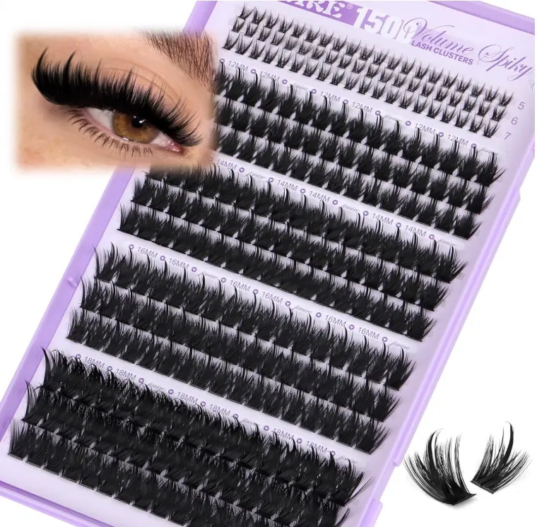 Manga Lash Clusters 150D Spikes Eyelash Clusters with Bottom Lashes 12-18MM Long Fairy Cluster Eyelash Extensions 300Pcs Wispy Individual Lashes Extensions DIY at Home by JIMIRE