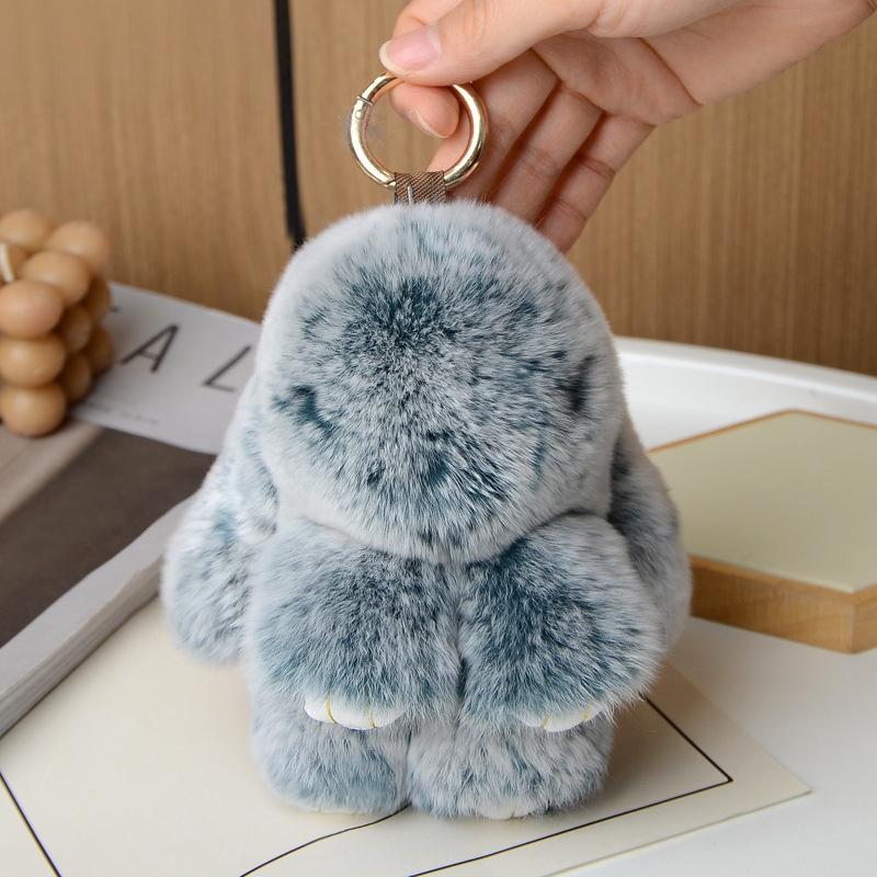 Handmade Fluffy Bunny PomPom Keychain with Designed Tin Box, – Cute Eater Basket Gift, 5.12 inches,Travel Accessory & Birthday Present for Girls & Women