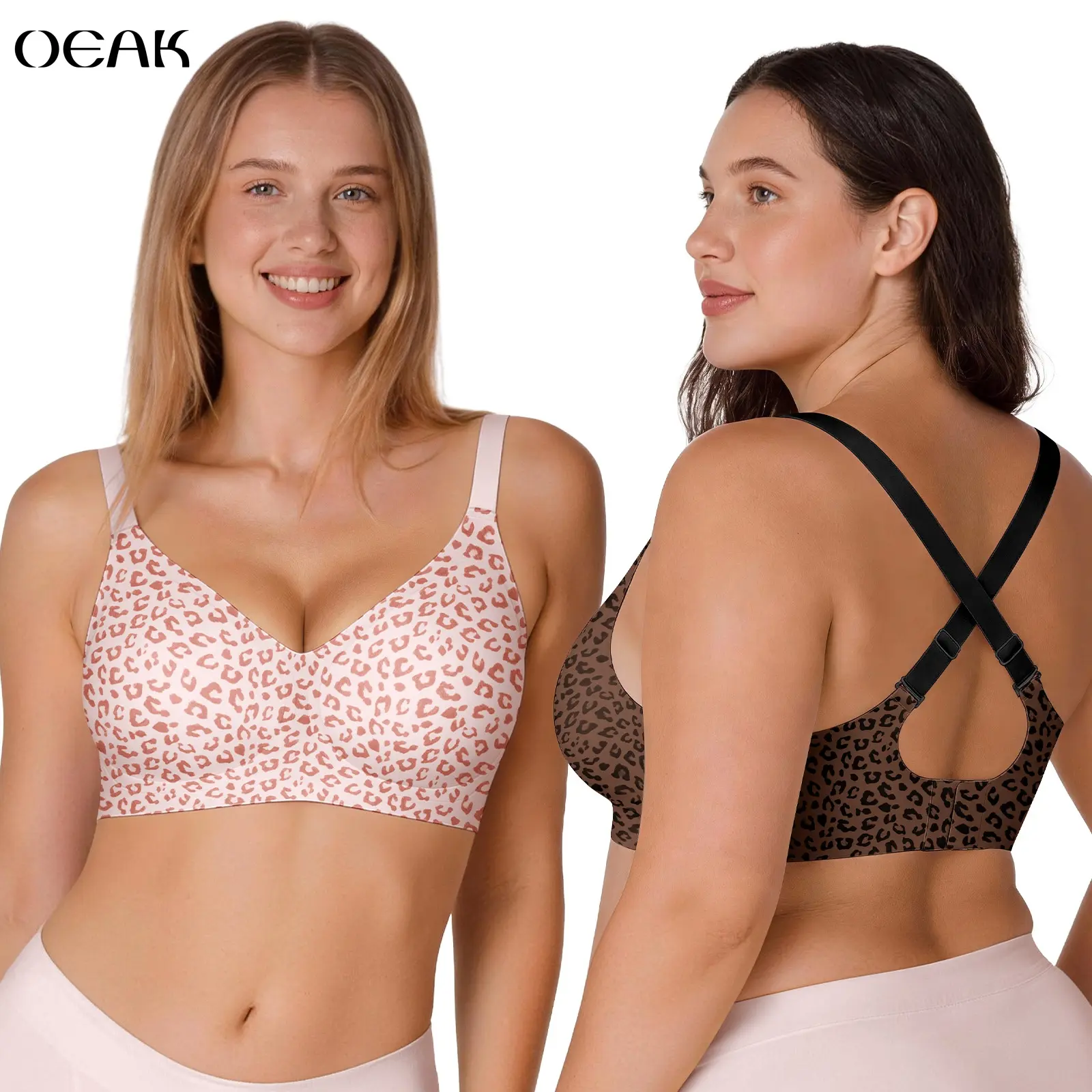 OEAK Women Comfortable Push Up Bras Wireless Seamless Full Coverage Jelly Bra Buttery Soft Everyday Tshirt Bra Convertible Bra