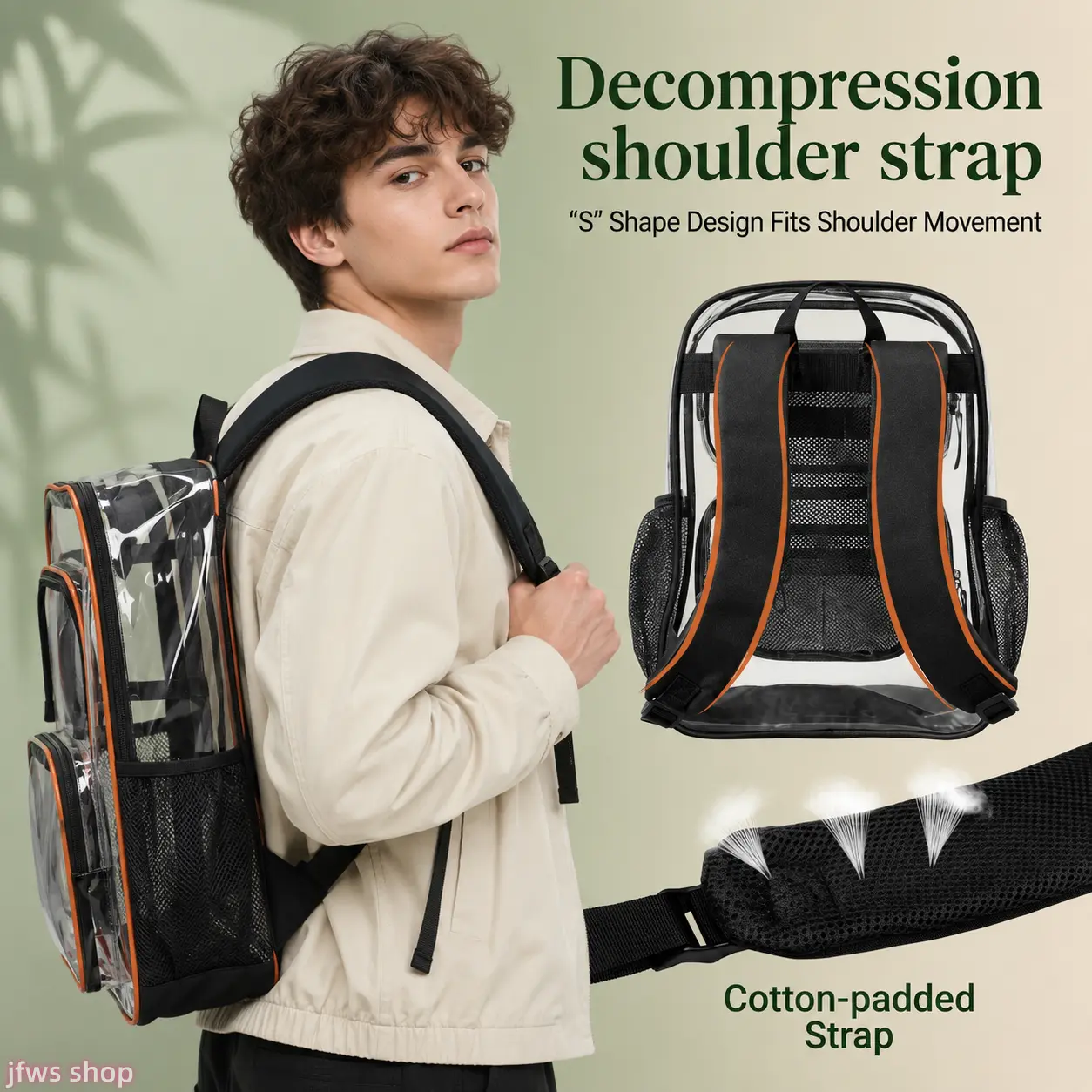 2026 New Large Transparent Heavy-Duty PVC Backpack Bookbag, US Chic Luxury Look Campus Bag with Reinforced Stitching, Comfortable Straps, Multiple Compartments, Lightweight Water-Resistant Design for Back-to-School Haul, First Day School GRWM