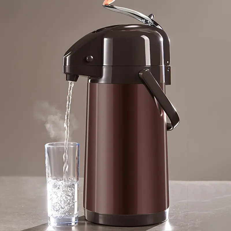 Upgraded Airpot Coffee Carafe with Double Pump 84oz/2.5L Stainless Steel Drink Dispenser for Hot/Cold Beverage with Lazy Susan Base, Coffee Termos Para Cafe for Hot Cocoa for Parties