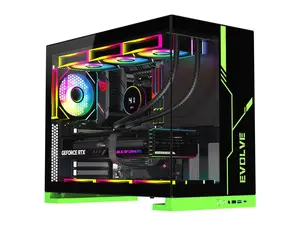 DIYPC IDX8-BK-ARGB Black USB3.0/ Type C Tempered Glass ATX Gaming Computer Case w/ Dual Tempered Glass Panel and 4 x ARGB PWM Fans (Pre-Installed)